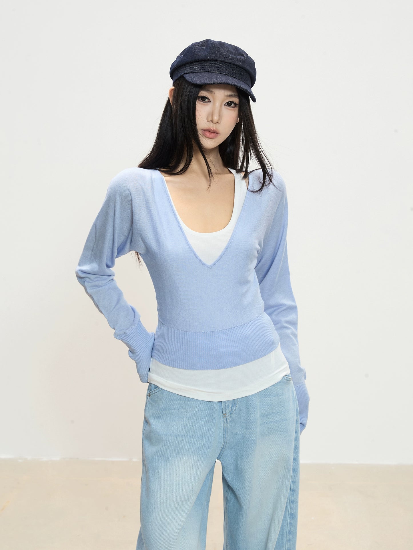 Luna Deep V-Neck Knit Top