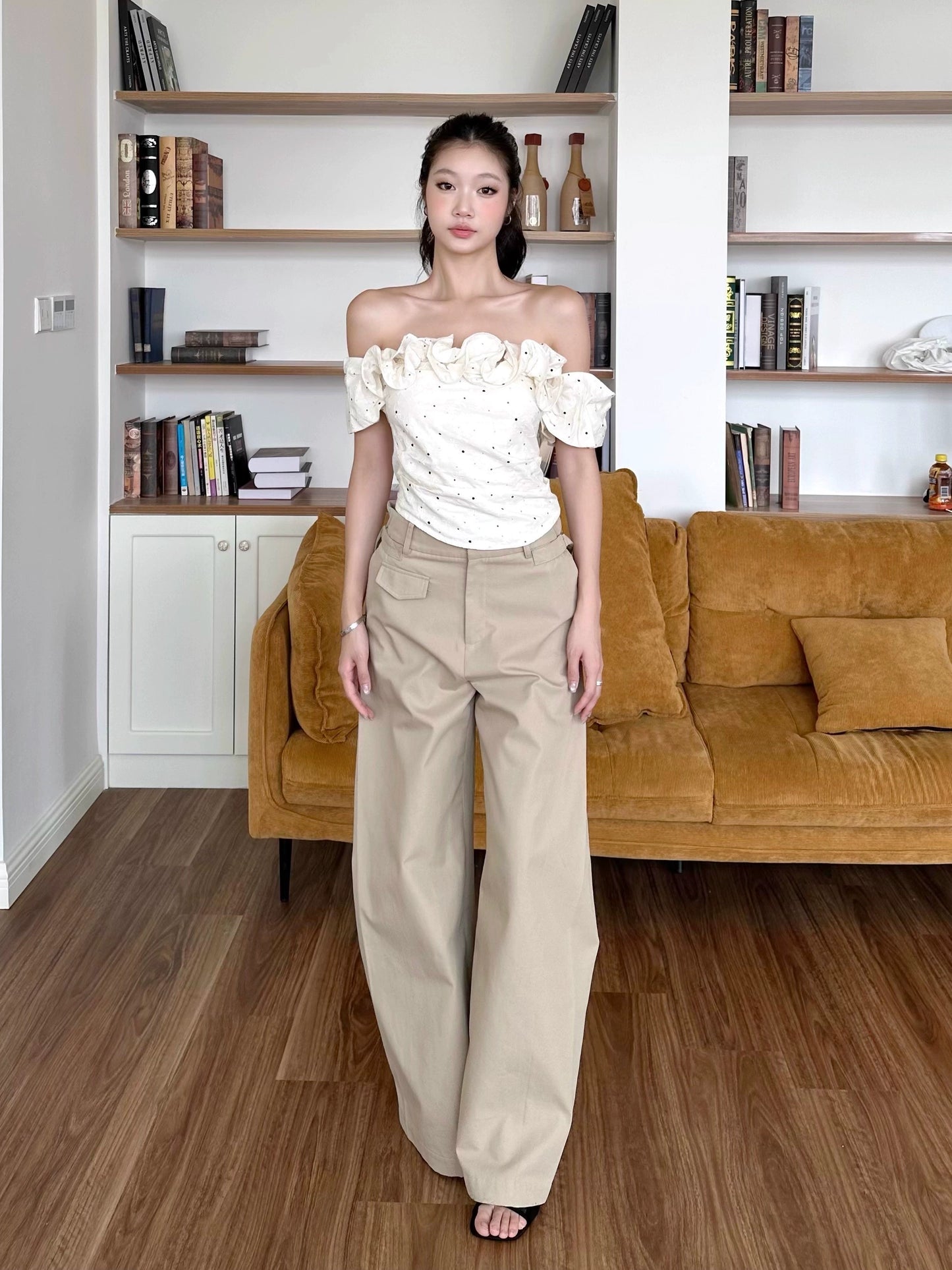 Sofia Ruffle Dot Off-Shoulder Top