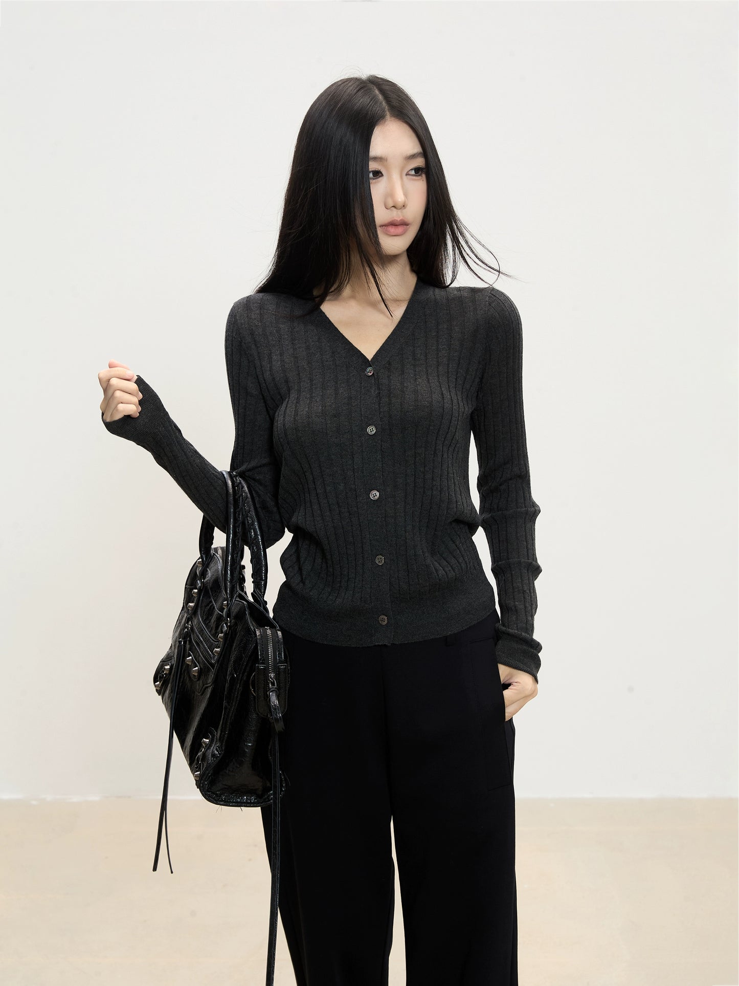 Soraya Ribbed Button Cardigan