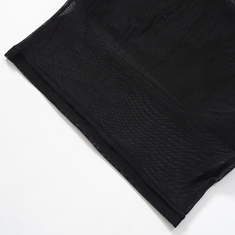 Y2K Patchwork Mesh Tube Top - Montfash