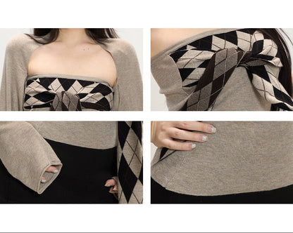 Luna Argyle Layered Knit Set