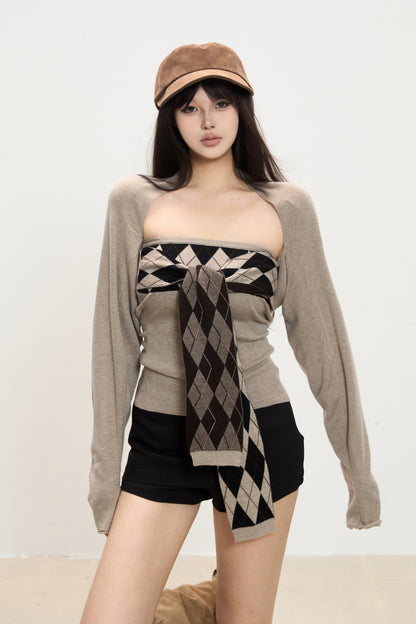 Luna Argyle Layered Knit Set
