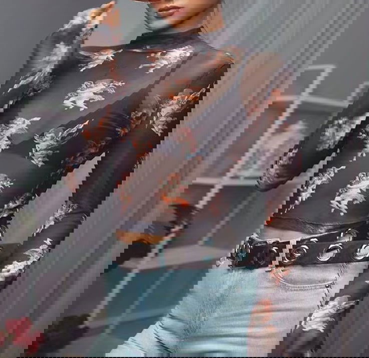 Angels Transparent Mesh T-Shirt - Montfash