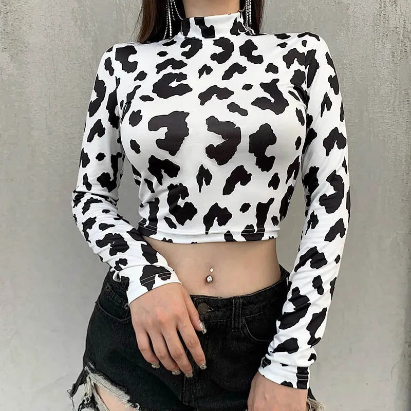 Aria Cow Print Crop Top - Montfash
