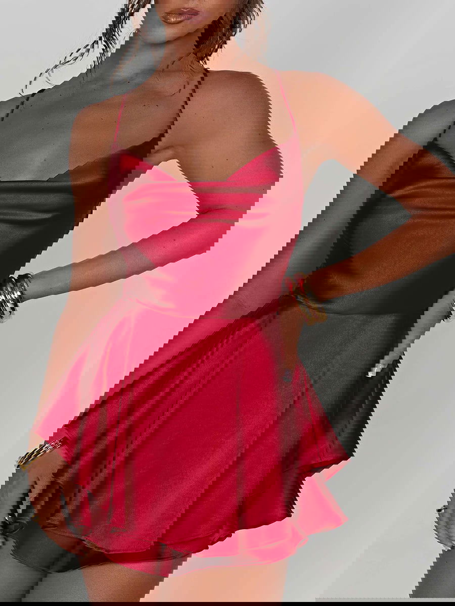 Aria Cross-Back Cami Romper Dress - Montfash