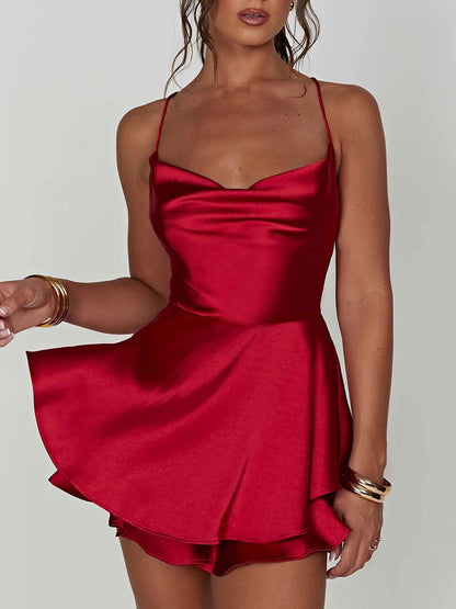 Aria Cross-Back Cami Romper Dress - Montfash