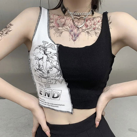 Ava Patchwork Graphic Crop Top - Montfash