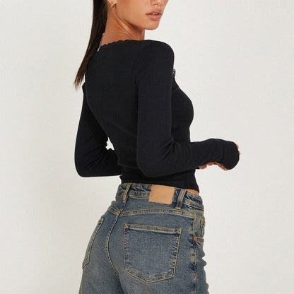 Daisy Lace Trim T-shirt - Montfash