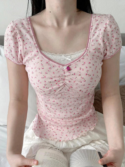 Ella Lace Trim T-Shirt - Montfash