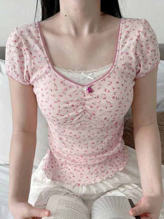 Ella Lace Trim T-Shirt - Montfash