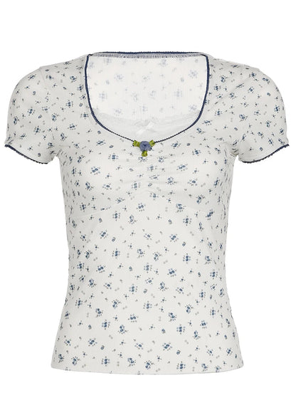 Ella Lace Trim T-Shirt - Montfash