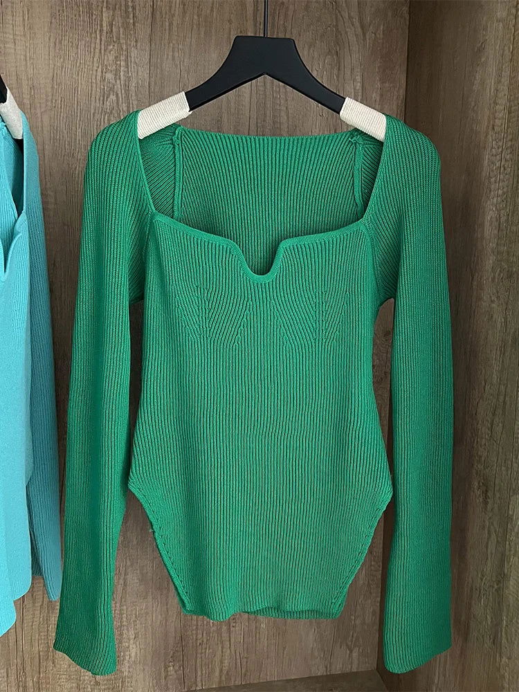 Ella Square Collar Sweater - Montfash