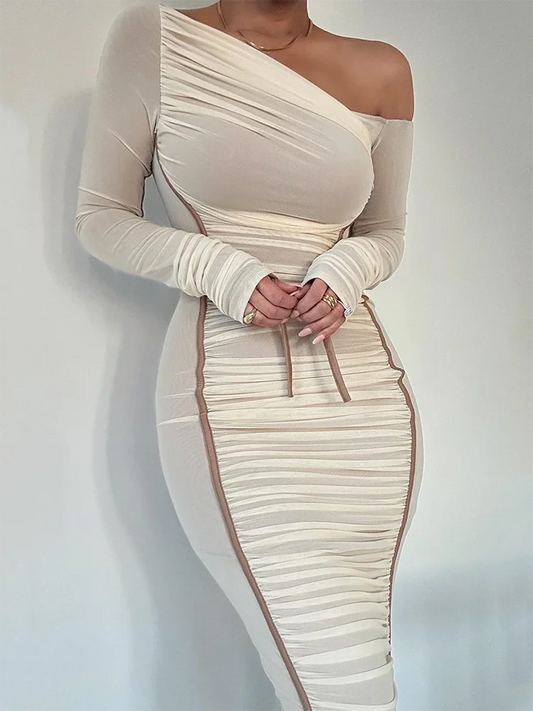 Grace Diagonal Collar Dress - Montfash