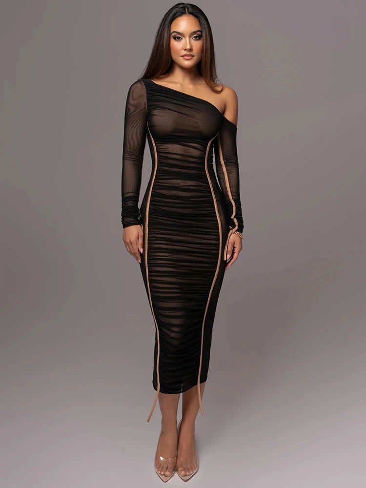 Grace Diagonal Collar Dress - Montfash