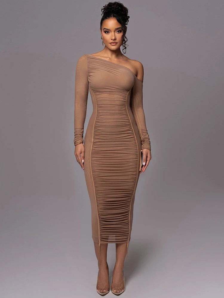 Grace Diagonal Collar Dress - Montfash