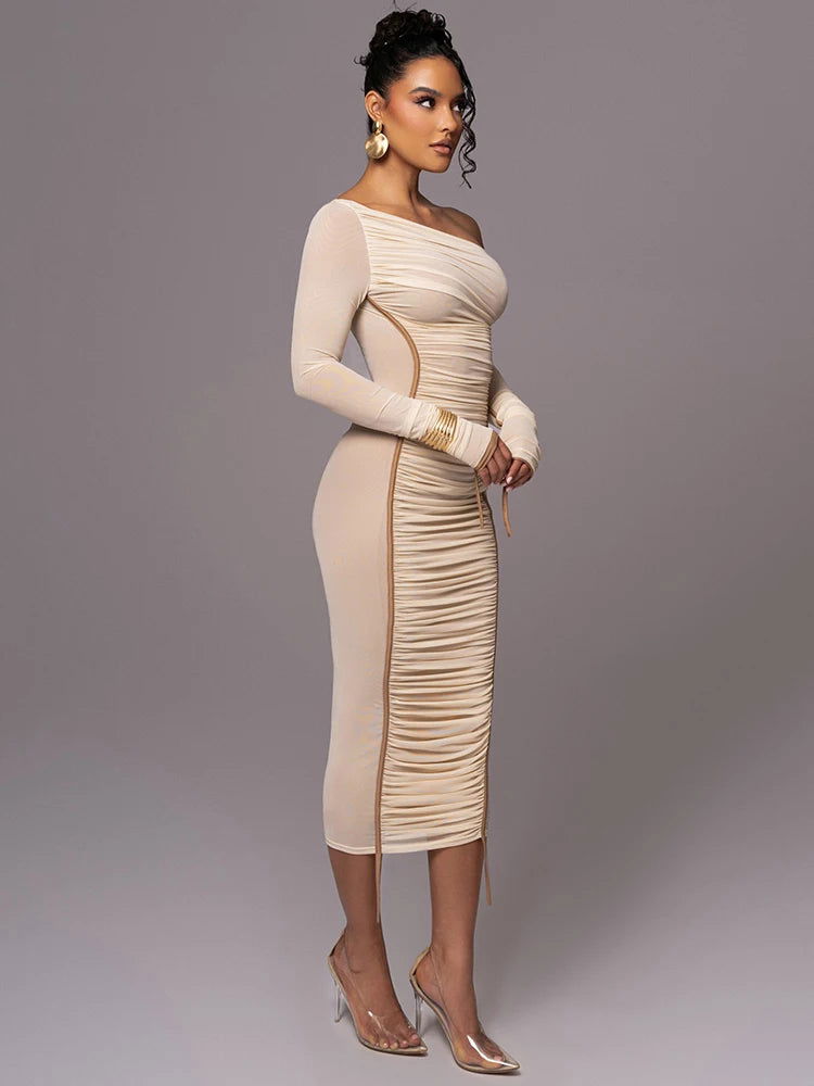 Grace Diagonal Collar Dress - Montfash