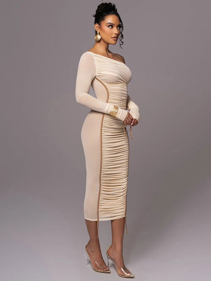 Grace Diagonal Collar Dress - Montfash