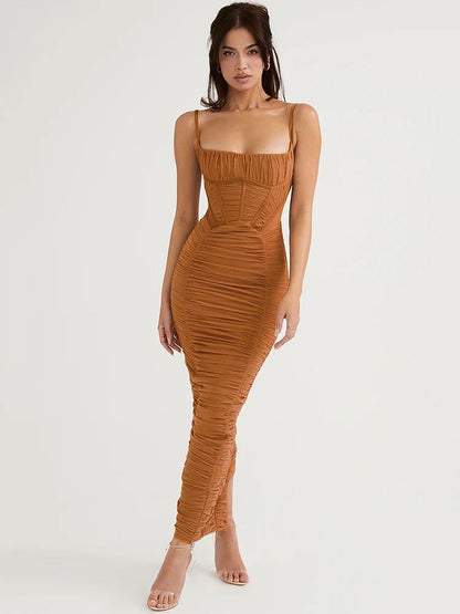 Grace Ruched Maxi Dress - Montfash