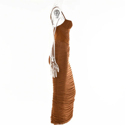Grace Ruched Maxi Dress - Montfash