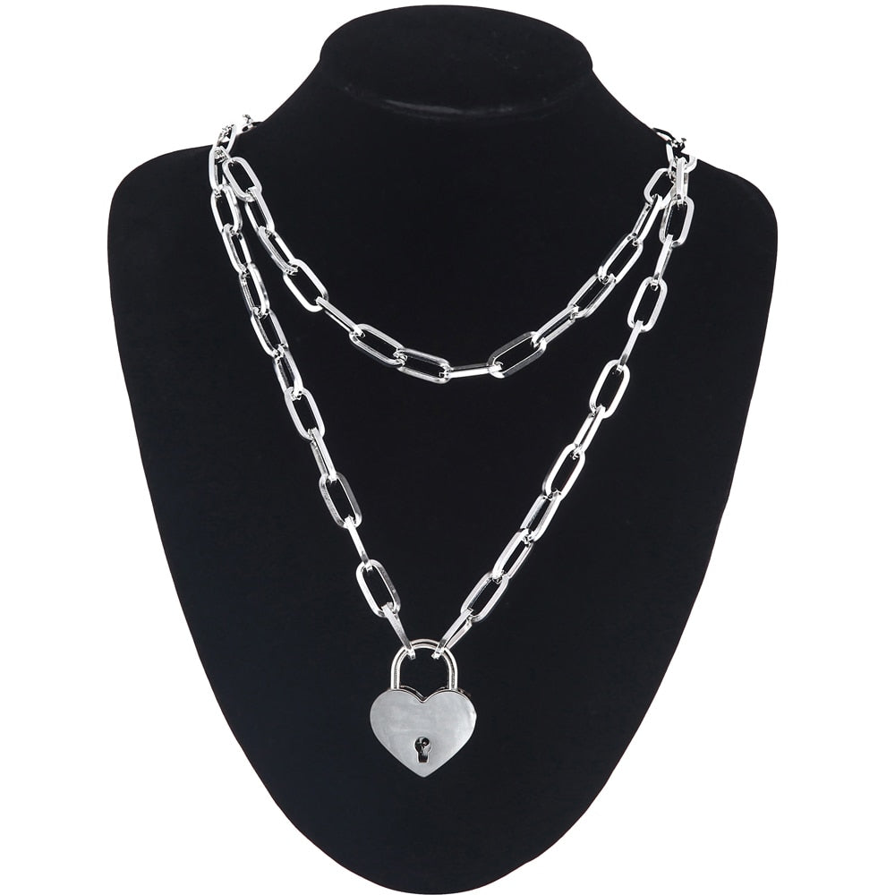 Double Layer Lock Necklace