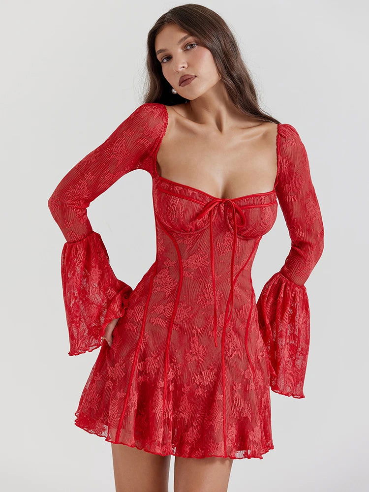 Lila Flare Sleeve Mini Dress - Montfash