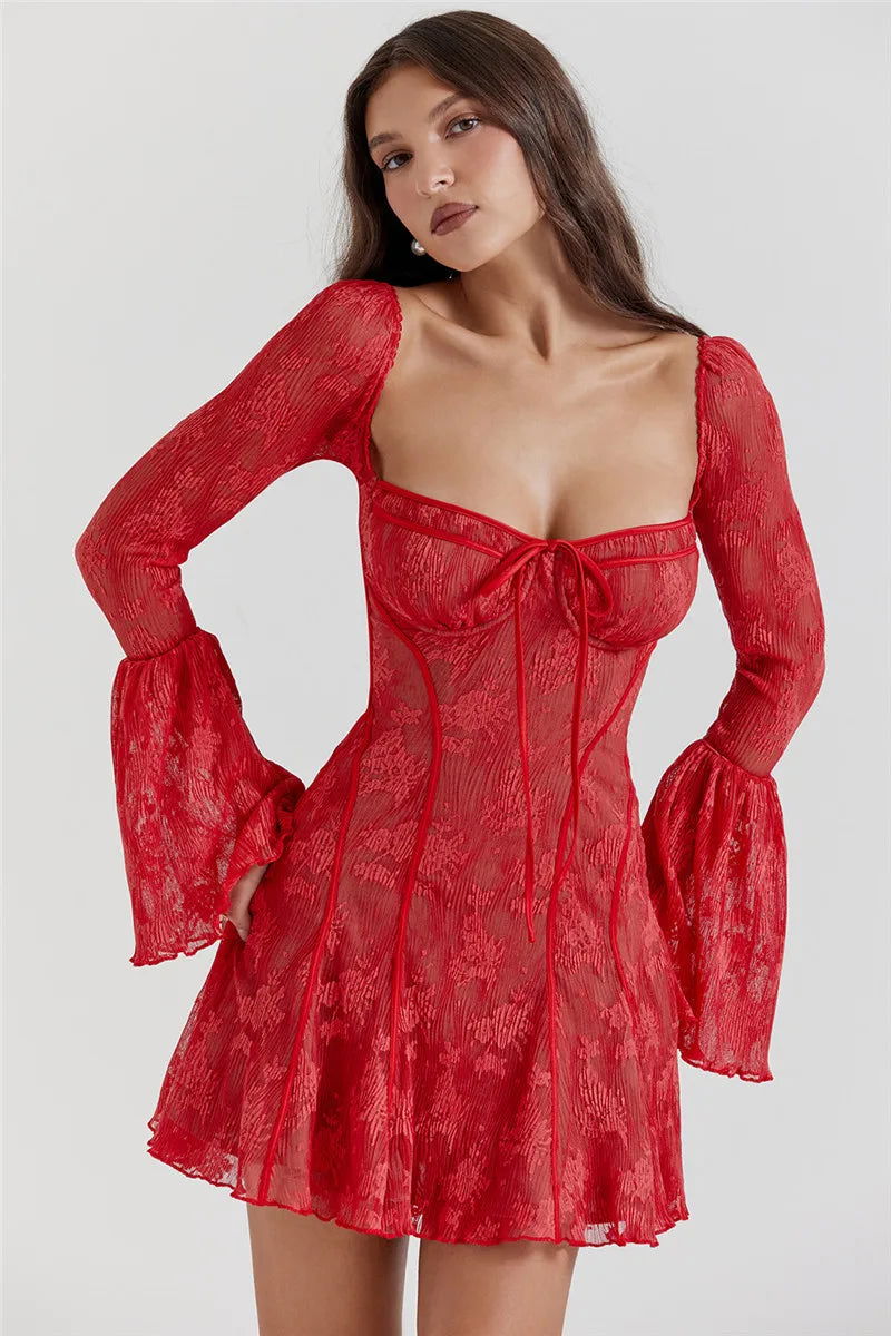 Lila Flare Sleeve Mini Dress - Montfash