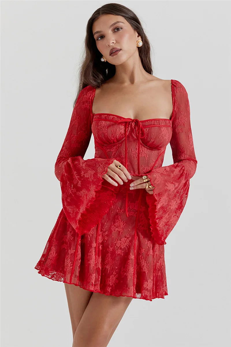 Lila Flare Sleeve Mini Dress - Montfash