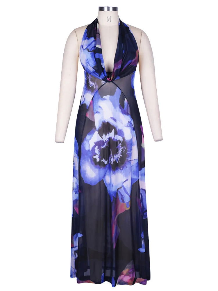 Lila Purple Print Maxi Dress - Montfash