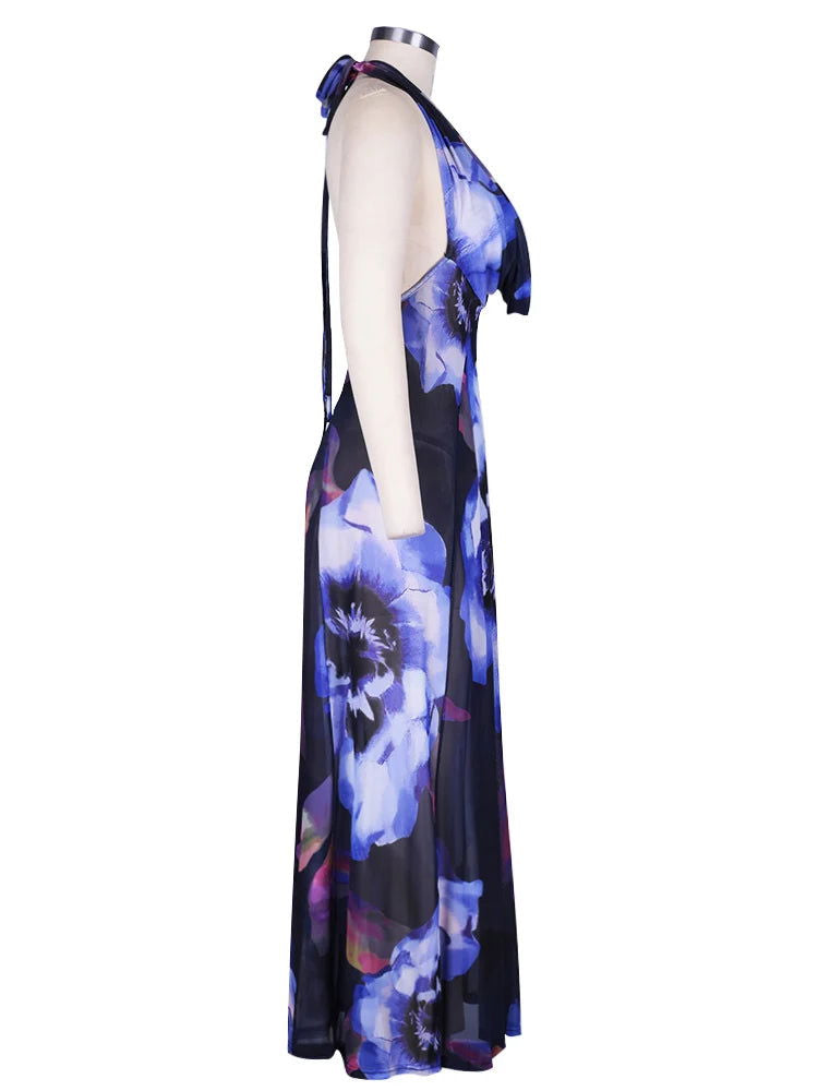Lila Purple Print Maxi Dress - Montfash