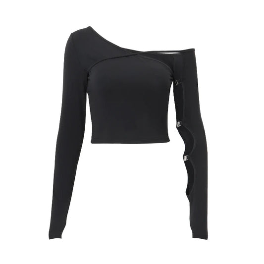 Luna’s Off-Shoulder Hollow Crop Top - Montfash