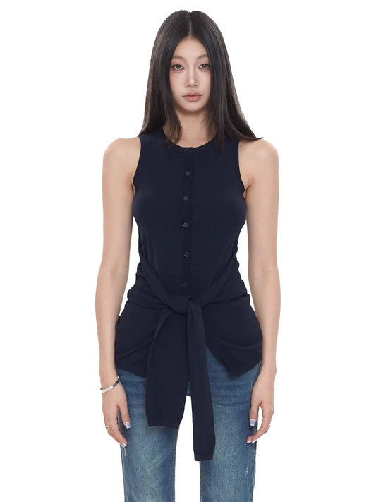 Rhea Front-Tie Sleeveless Top