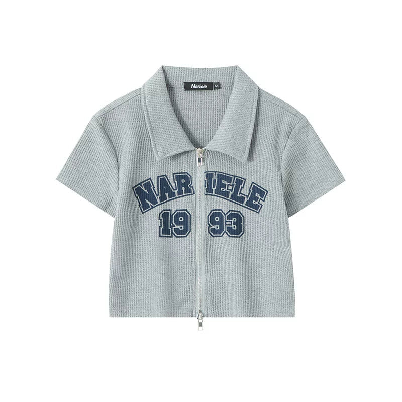 Narele Zip-Up Ribbed Tee