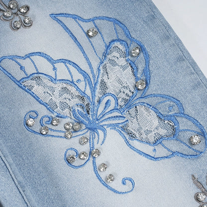 Celeste Butterfly Embroidered Flare Jeans