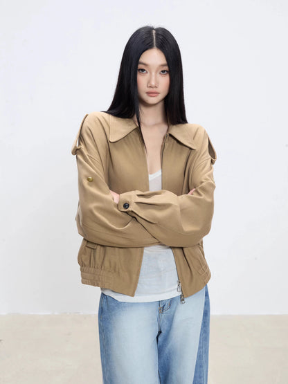 Alessia Relaxed Collar Zip-Up Jacket