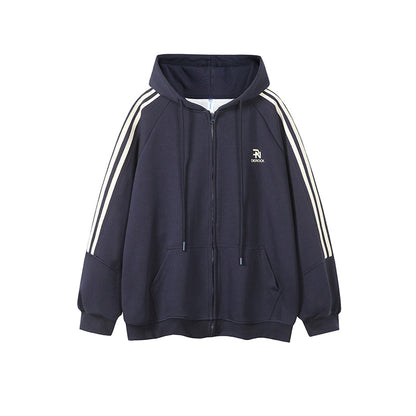 Aster Oversized Triple-Stripe Zip Hoodie