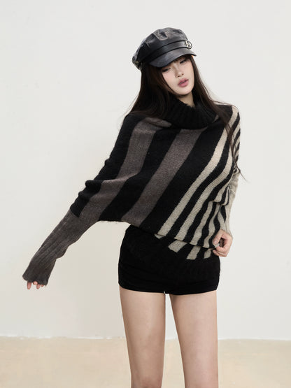 Mira Striped Turtleneck Knit Sweater