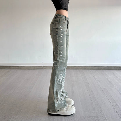 Whisper Bloom Low-Rise Embroidered Flare Jeans