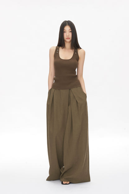 Kael Ribbed Button Tank