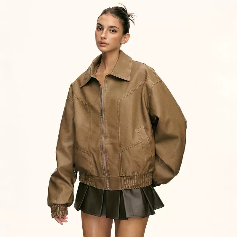 Rhea Tan Oversized Zip Jacket