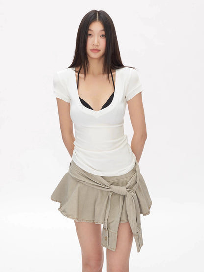 Alina Deep Scoop Short Sleeve Top