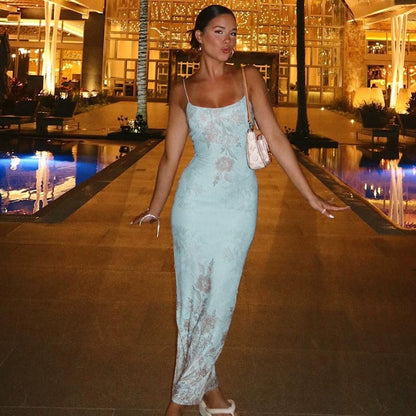 Celeste Floral Mesh Maxi Dress