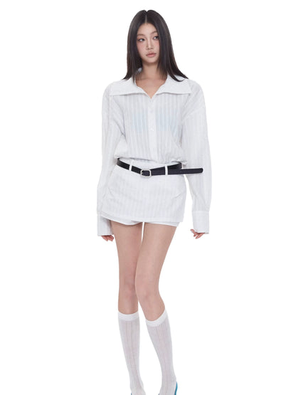 Sera Classic Striped Shirt & Mini Skirt Set