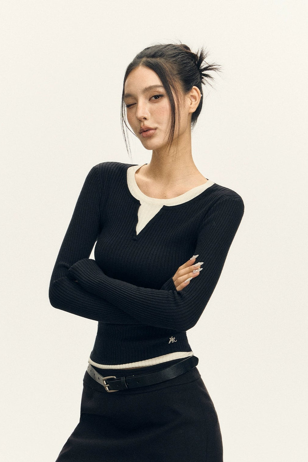 Azalea Double Long Sleeve Knit T-shirt