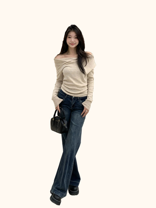 Soleil Draped Off Shoulder Sweat