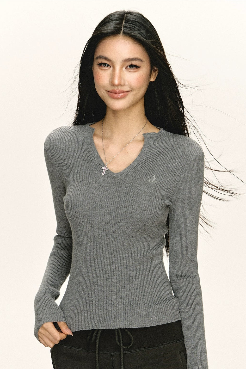 Bianca V Long Sleeve Knitted Sweater