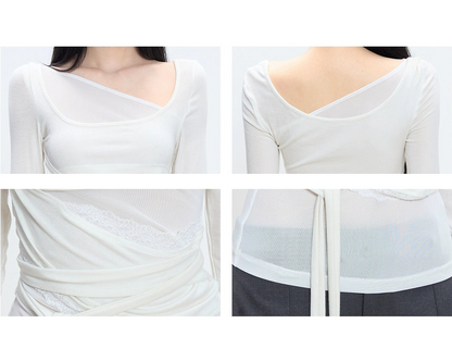 Isola Asymmetrical Wrap Long Sleeve Top