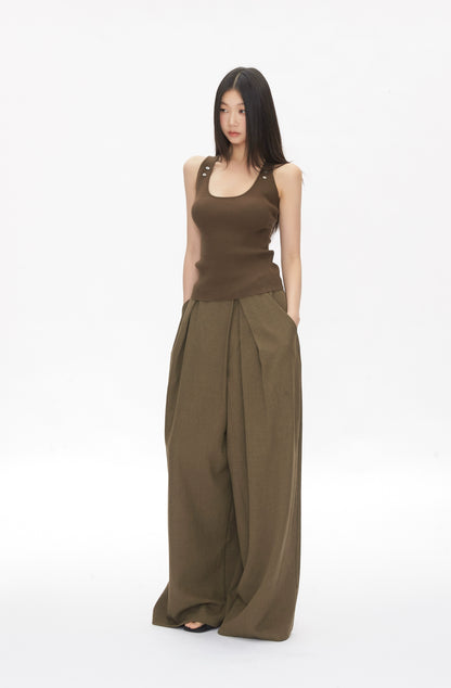 Kael Ribbed Button Tank