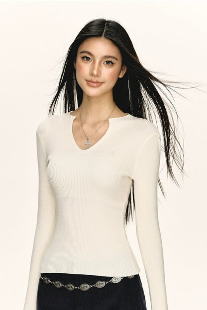 Bianca V Long Sleeve Knitted Sweater