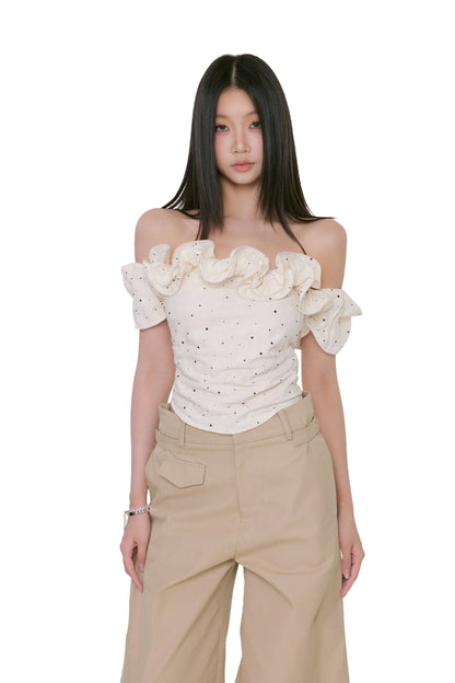 Sofia Ruffle Dot Off-Shoulder Top