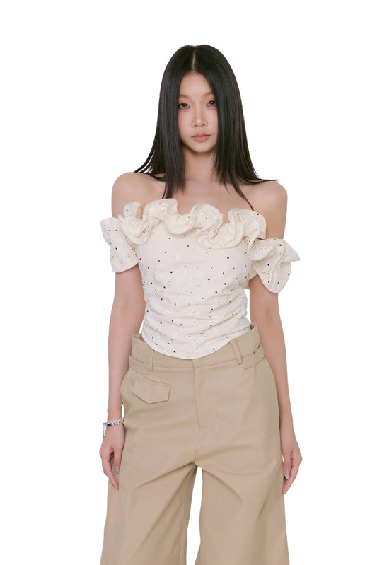 Sofia Ruffle Dot Off-Shoulder Top